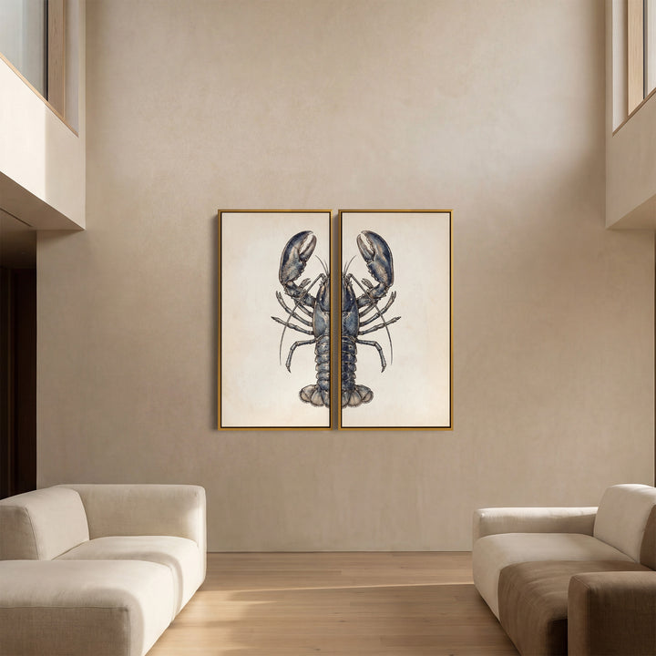 Two Panel Wall Art Front Lobster Office Coastal