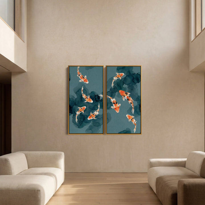School Of Koi Extra Large Wall Art Set Hallway