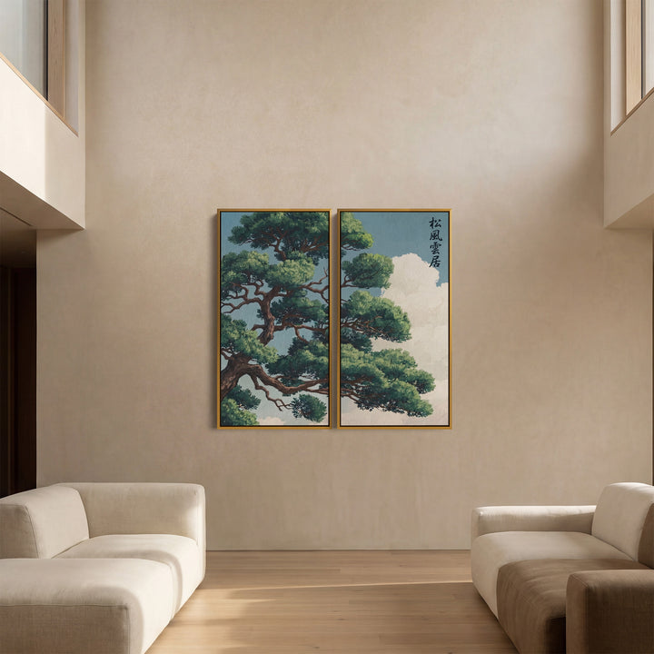 Japanese Pine Large Scale Wall Art Set Office