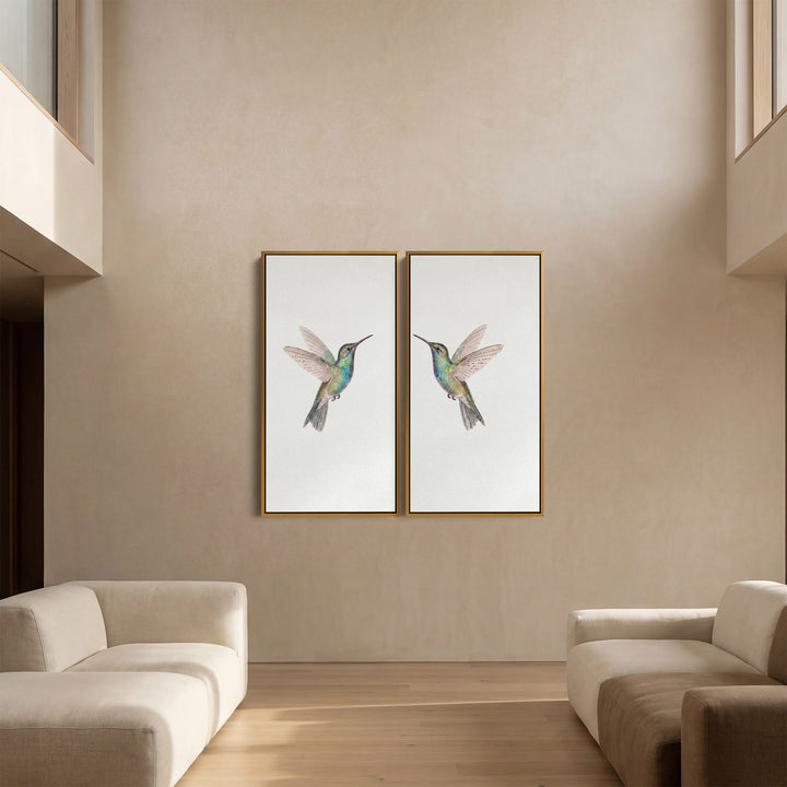 Set Of 2 Wall Art Hummingbirds Bedroom Bird Pair
