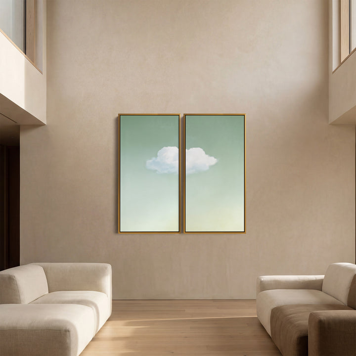 Single Cloud Large Diptych Wall Art Bedroom Minimal Sky