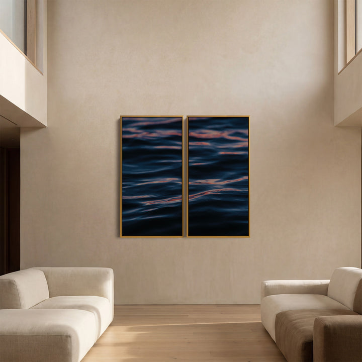 Blue Calm Water Ripples Oversized Triptych Wall Art For Bedroom