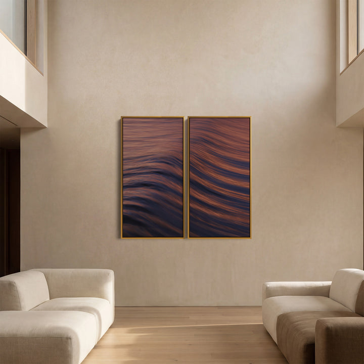Warm Rolling Ocean Wave Set Of 3 Wall Art For Dining Room
