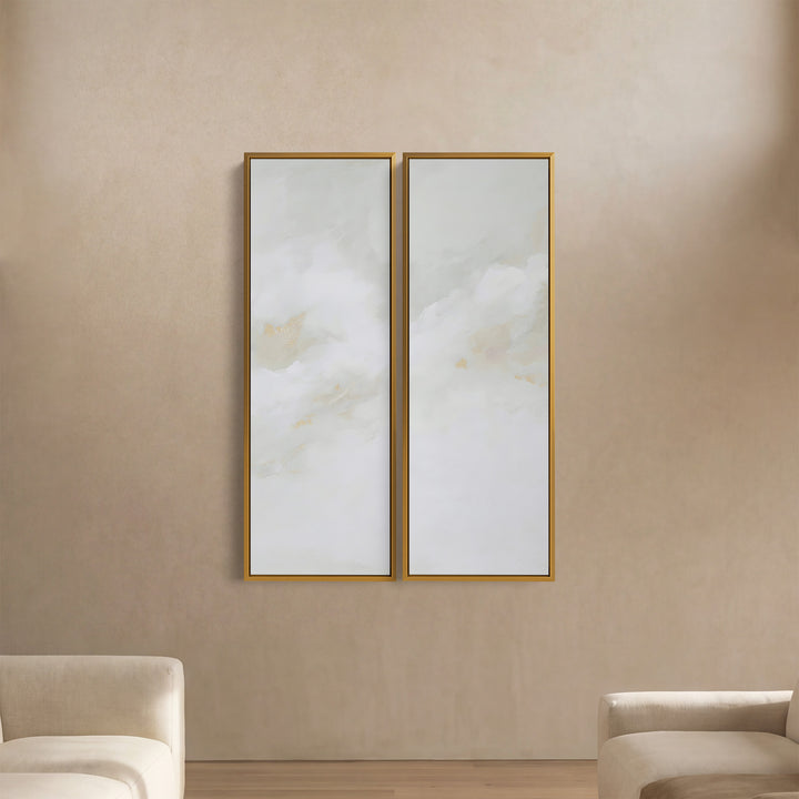 Oversized Diptych Wall Art Soft Abstract Clouds Bedroom