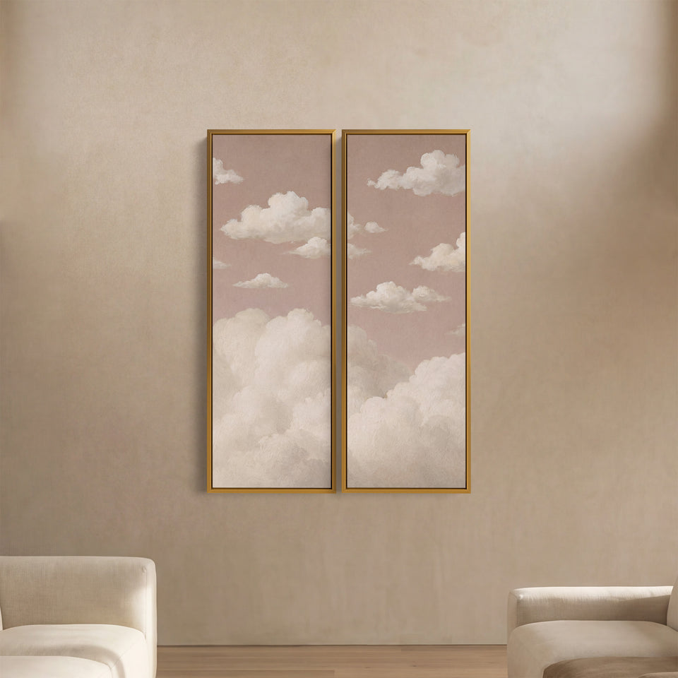 Set Of 2 Wall Art Floating Clouds Living Room
