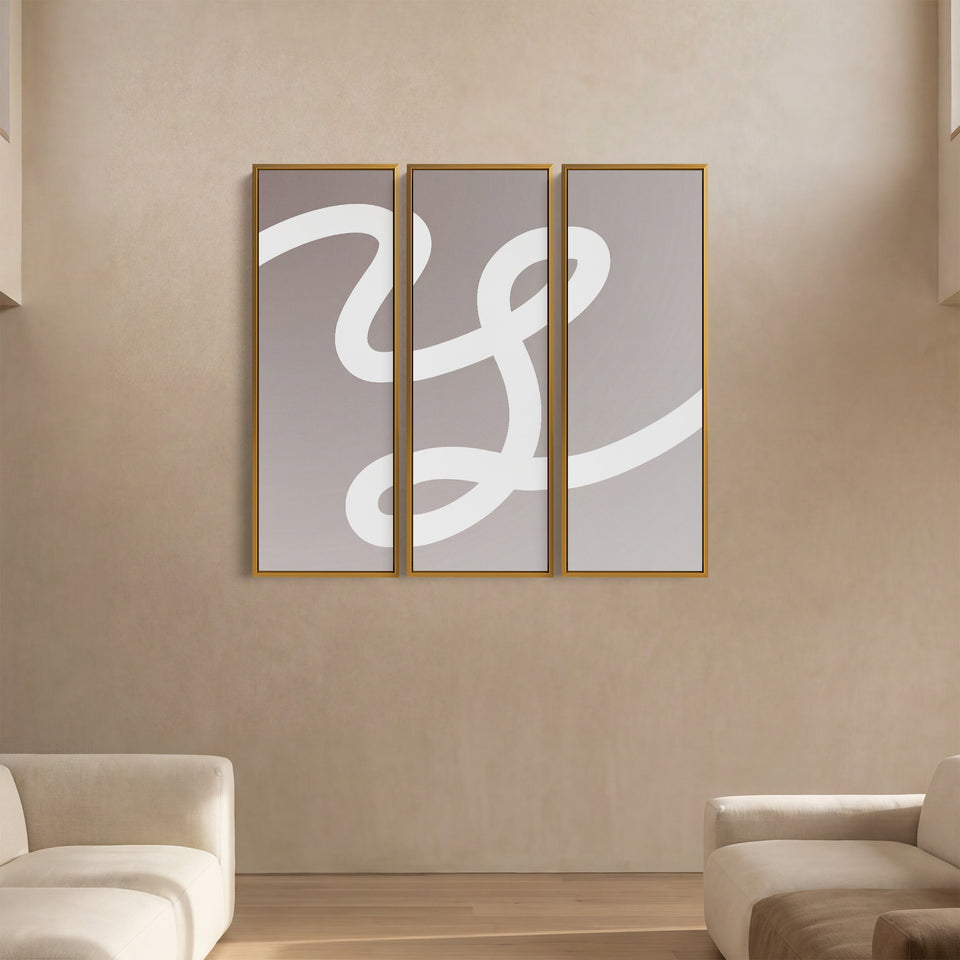 Minimalist Curved Line Large Scale Wall Art Set For Office