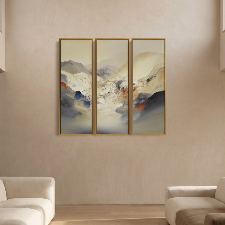 Triptych Wall Art Abstract Mountain Landscape for Living Room