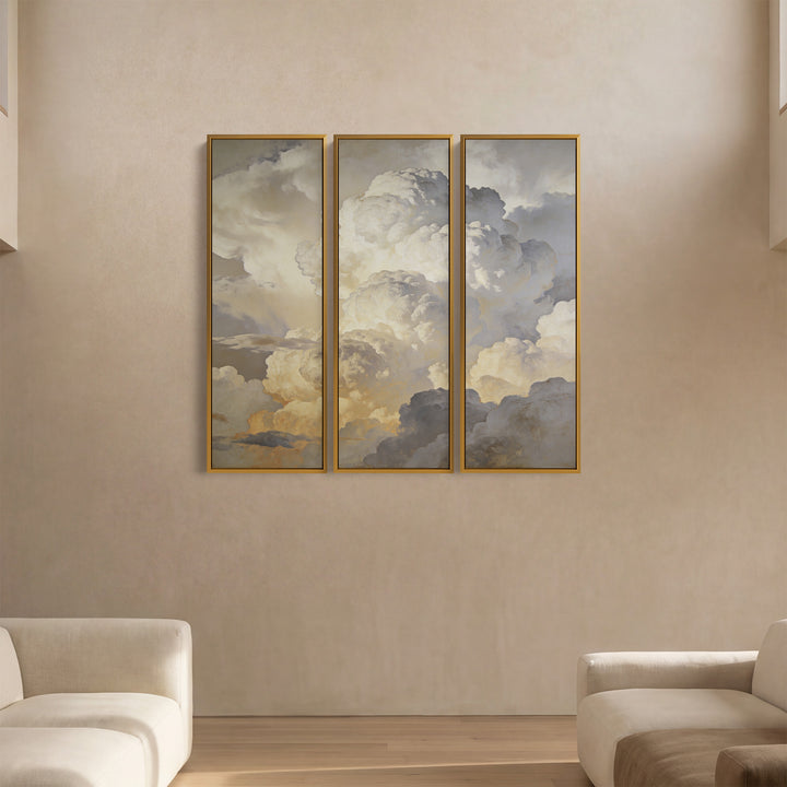 Dramatic Clouds 3 Piece Wall Art Set for Hallway