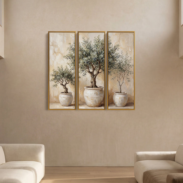 Olive Trees Triptych Wall Art for Kitchen
