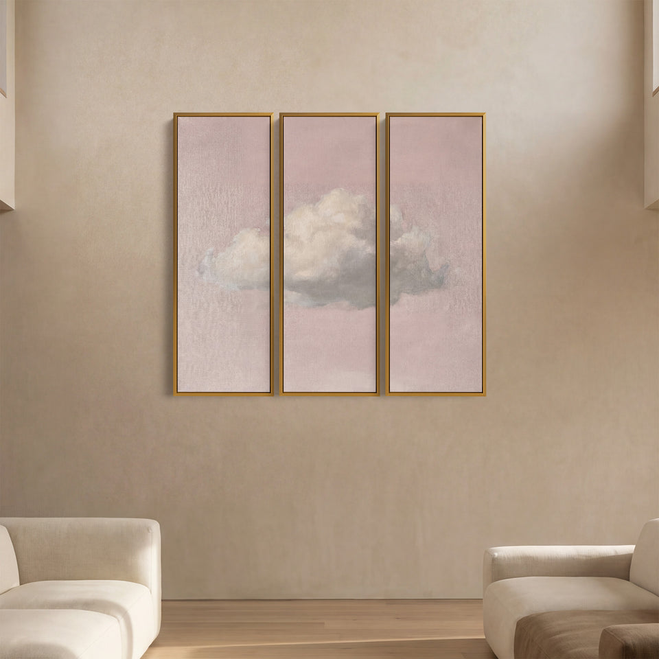 Pink Cloud Large Triptych Wall Art For Bedroom Walls