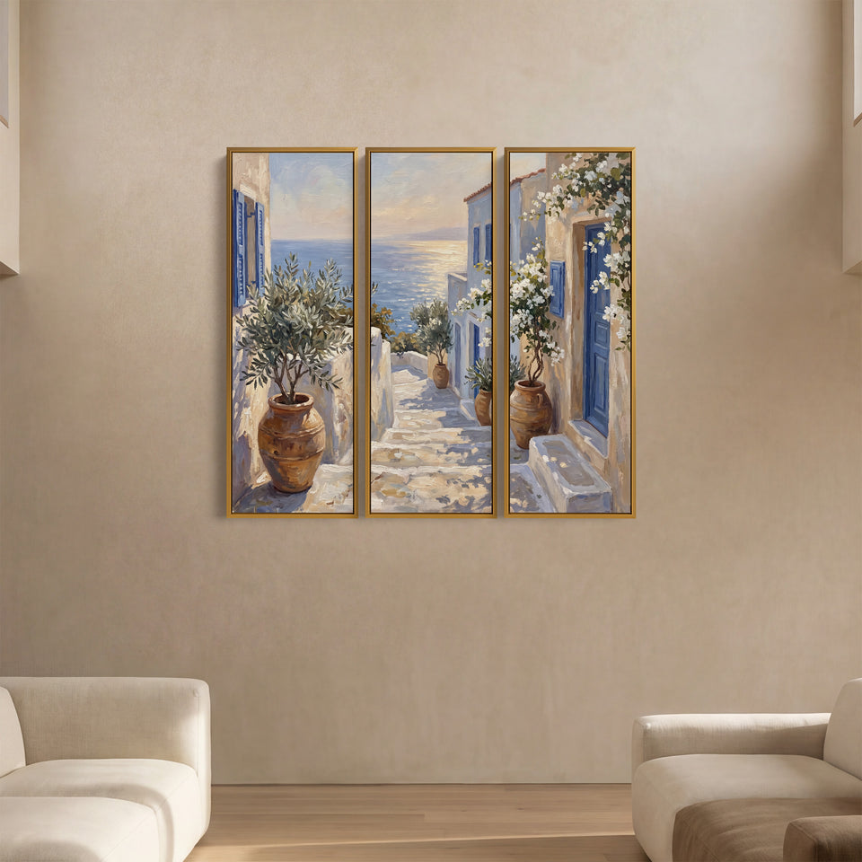Coastal Village Extra Large Wall Art Set For Living Room