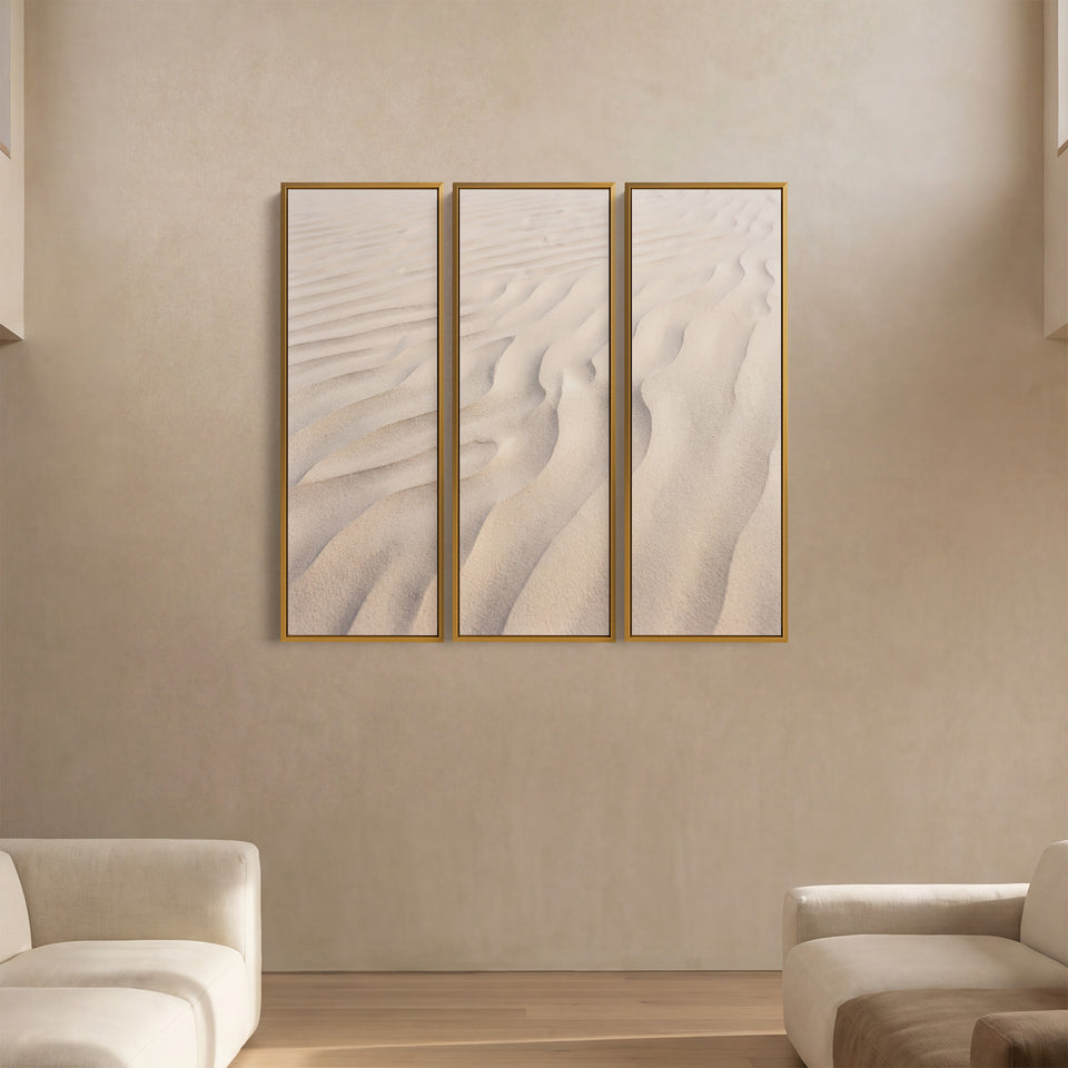 Wind Ripples Running Across White Sand 3 Piece Wall Art For A Bedroom