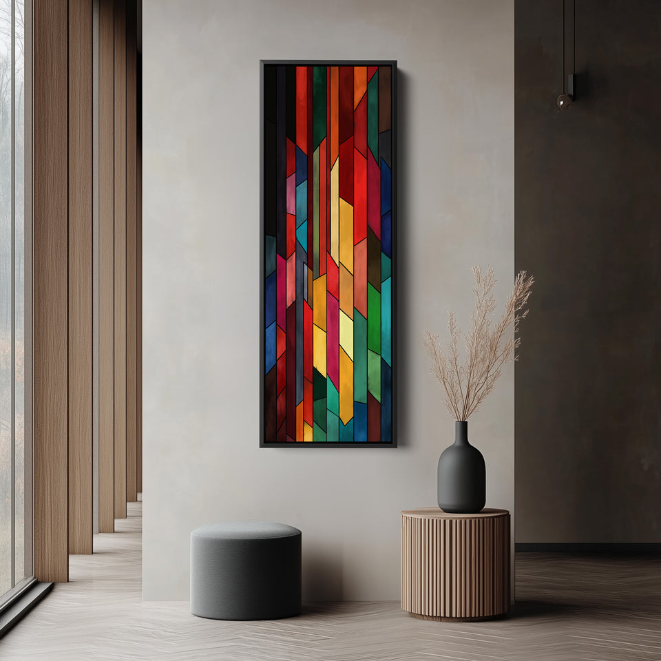 Tall Wall Art Geometric Abstract Panels For Office Decor