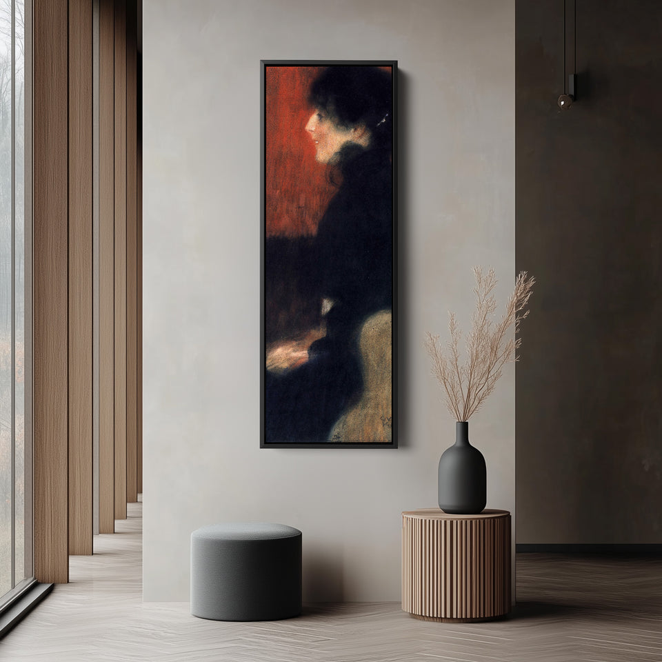 Gustav Klimt Tall Framed Canvas Profile Portrait Study For Office