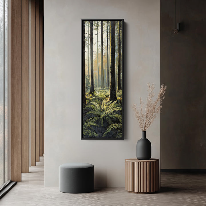 Vertical Wall Art Misty Forest Trees For Hallway Nature Decor
