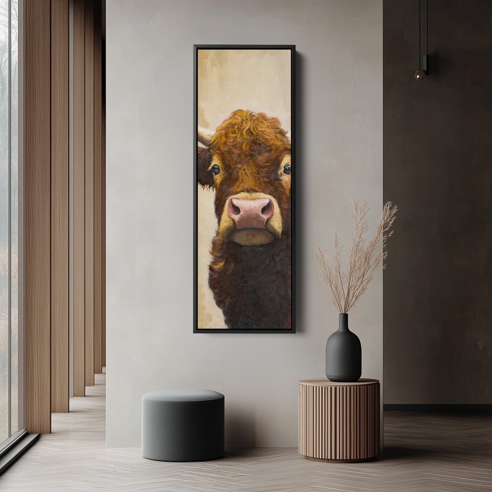 Highland Cow Narrow Wall Art For Living Room Rustic Animal Decor
