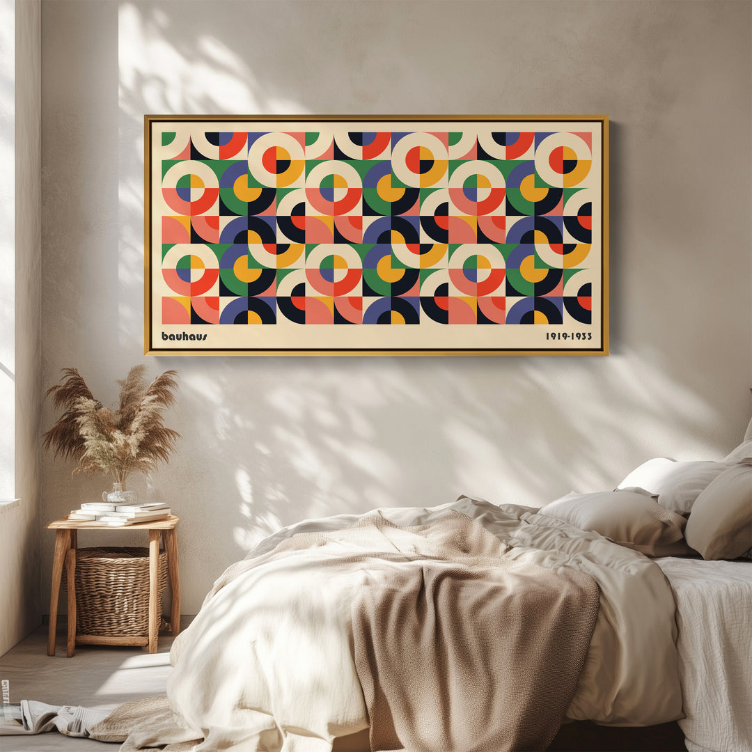 Bauhaus Long Wall Art Circular Segment Grid Horizontal Canvas Print For Living Room