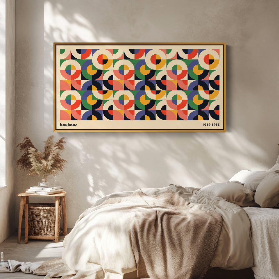 Bauhaus Long Wall Art Circular Segment Grid Horizontal Canvas Print For Living Room
