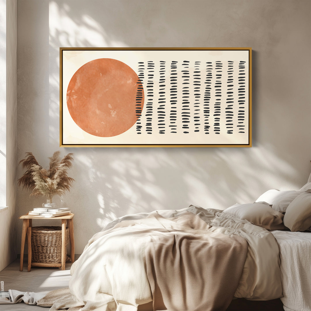 Horizontal Wall Art Abstract Sun And Line Pattern Panoramic Canvas Print For Bedroom