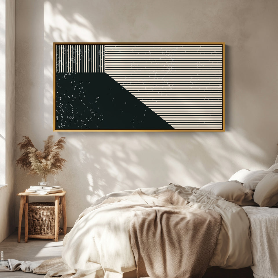 Wide Wall Art Geometric Stripe Layout Oversized Wall Decor Office