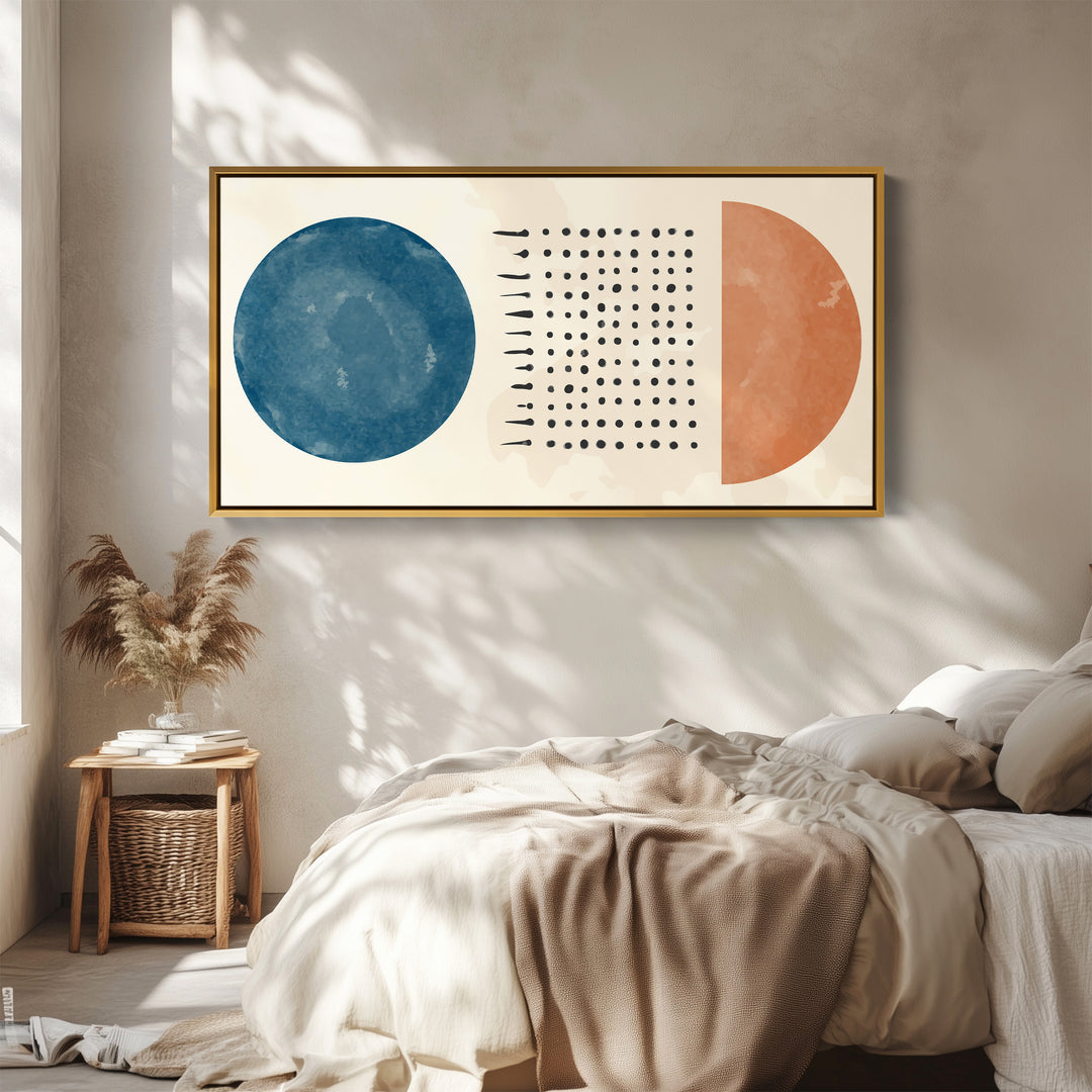 Large Wall Art Circle And Dot Layout Panoramic Canvas Print Living Room