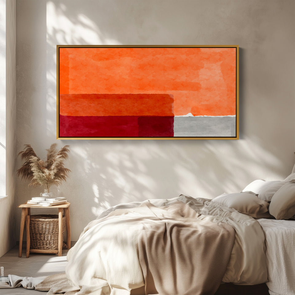 Art Mural Long Champs de Couleurs Abstraits Impression sur Toile Horizontale Salon