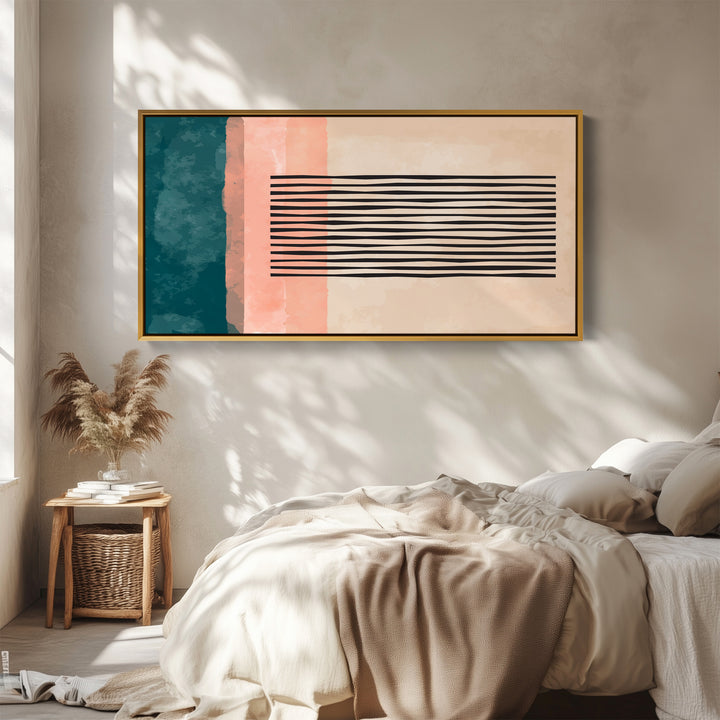 Wide Wall Art Abstract Bands Horizontal Canvas Print For Office