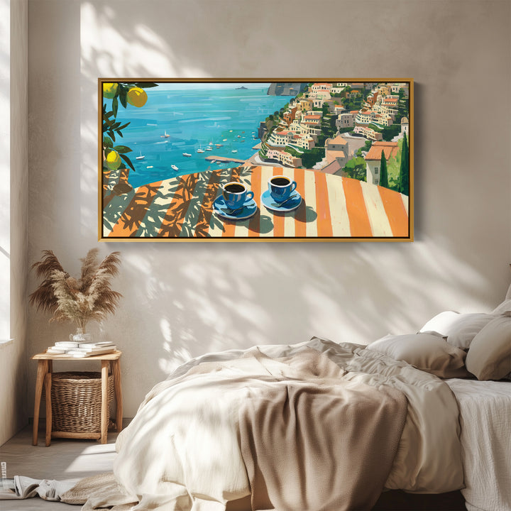 Panoramic Wall Art Coastal Terrace Extra Wide Canvas For Kitchen