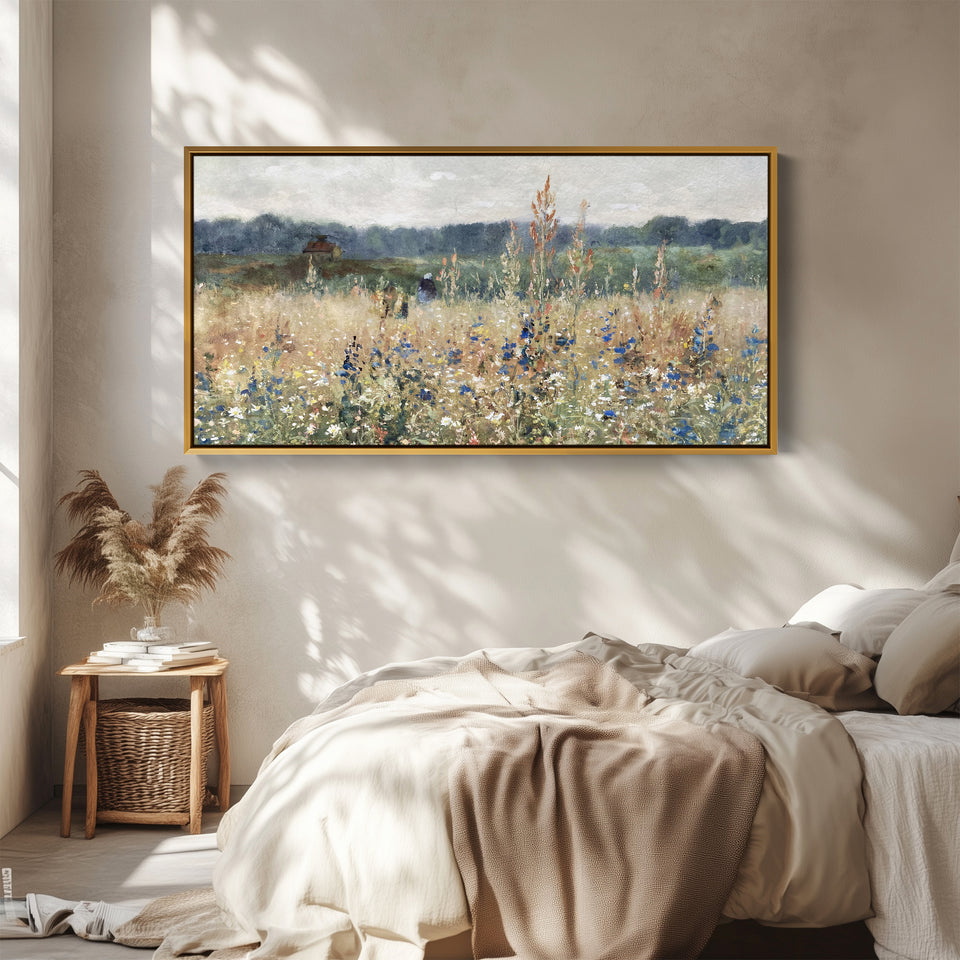 Wide Canvas Countryside Wildflower Field Extra Wide Canvas For Hallway