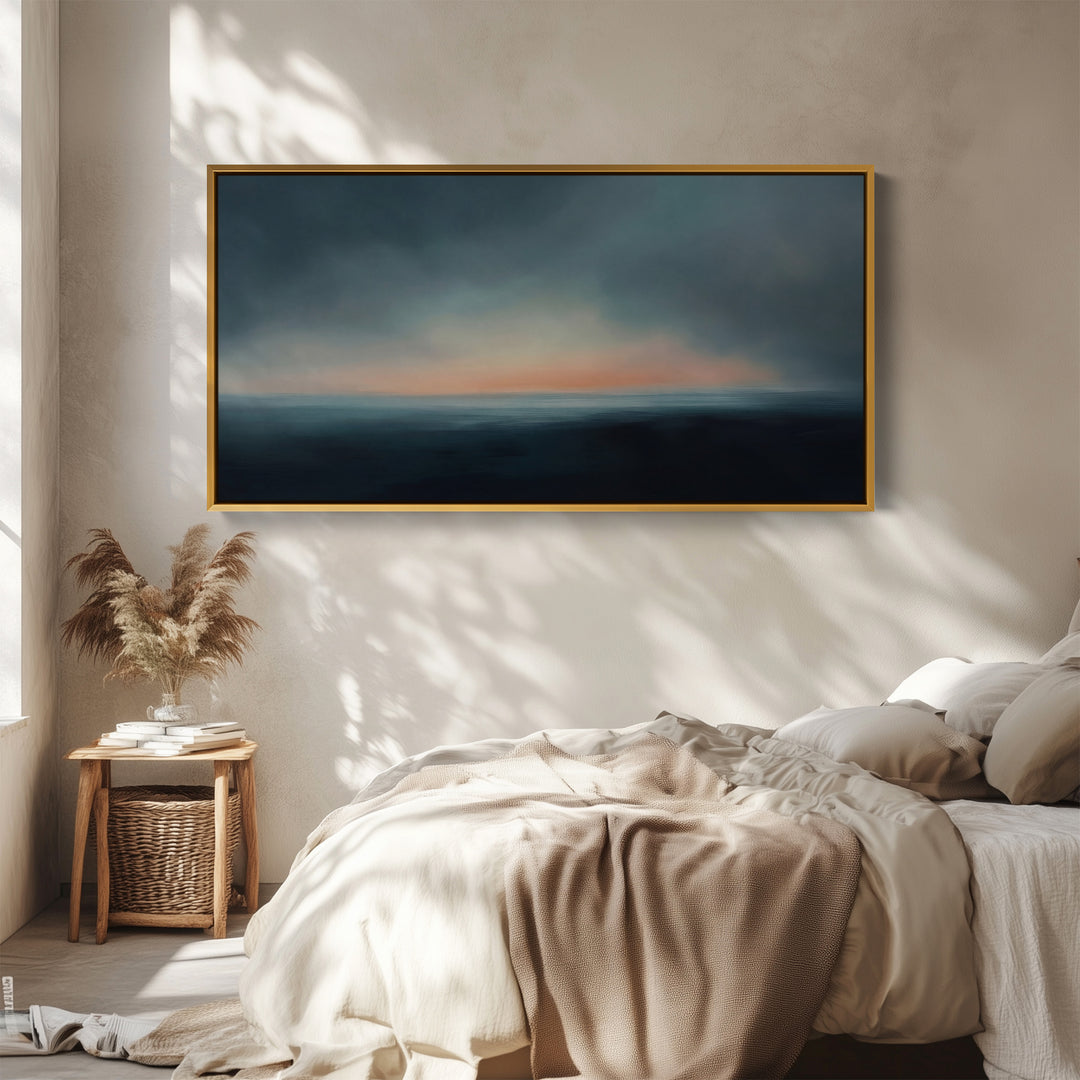 Abstract Ocean Horizon Horizontal Wall Art Statement Wall Decor Bedroom