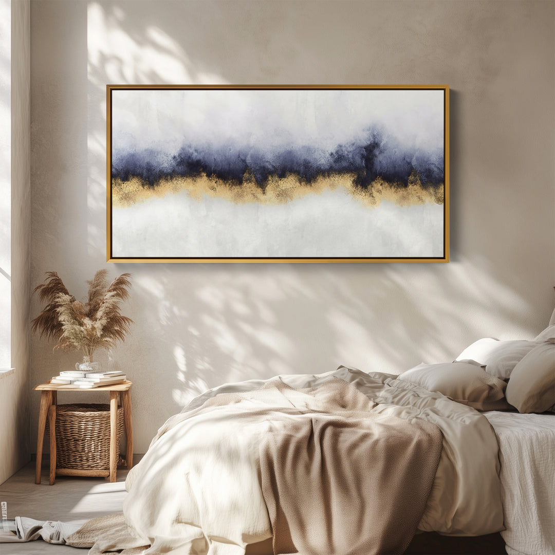 Abstract Gold Band Above Sofa Wall Art Horizontal Canvas Print Office
