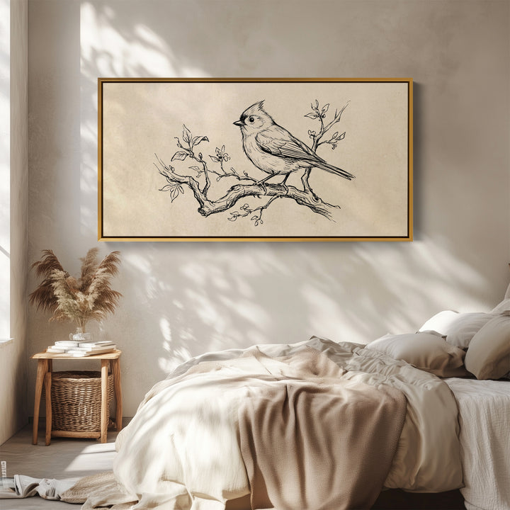 Deux croquis d'oiseaux Œuvre murale panoramique Décoration murale surdimensionnée pour bureau