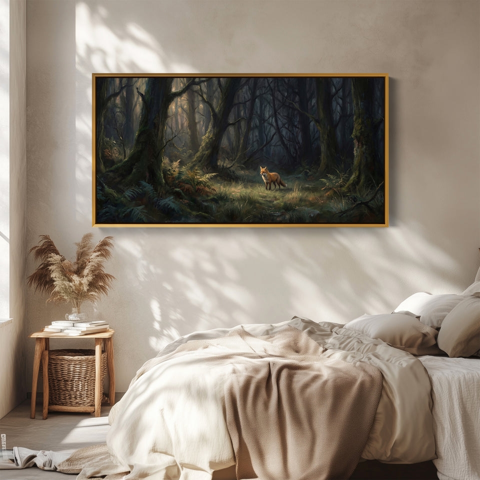 Forest Fox Above Bed Wall Art Framed Canvas Print For Living Room