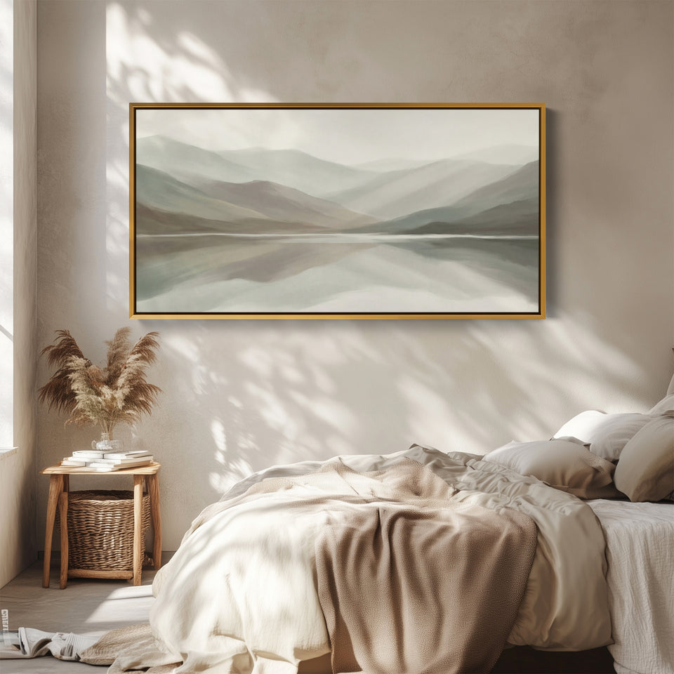 Misty Mountains Above Soft Wall Art Panoramic Canvas Print For Office