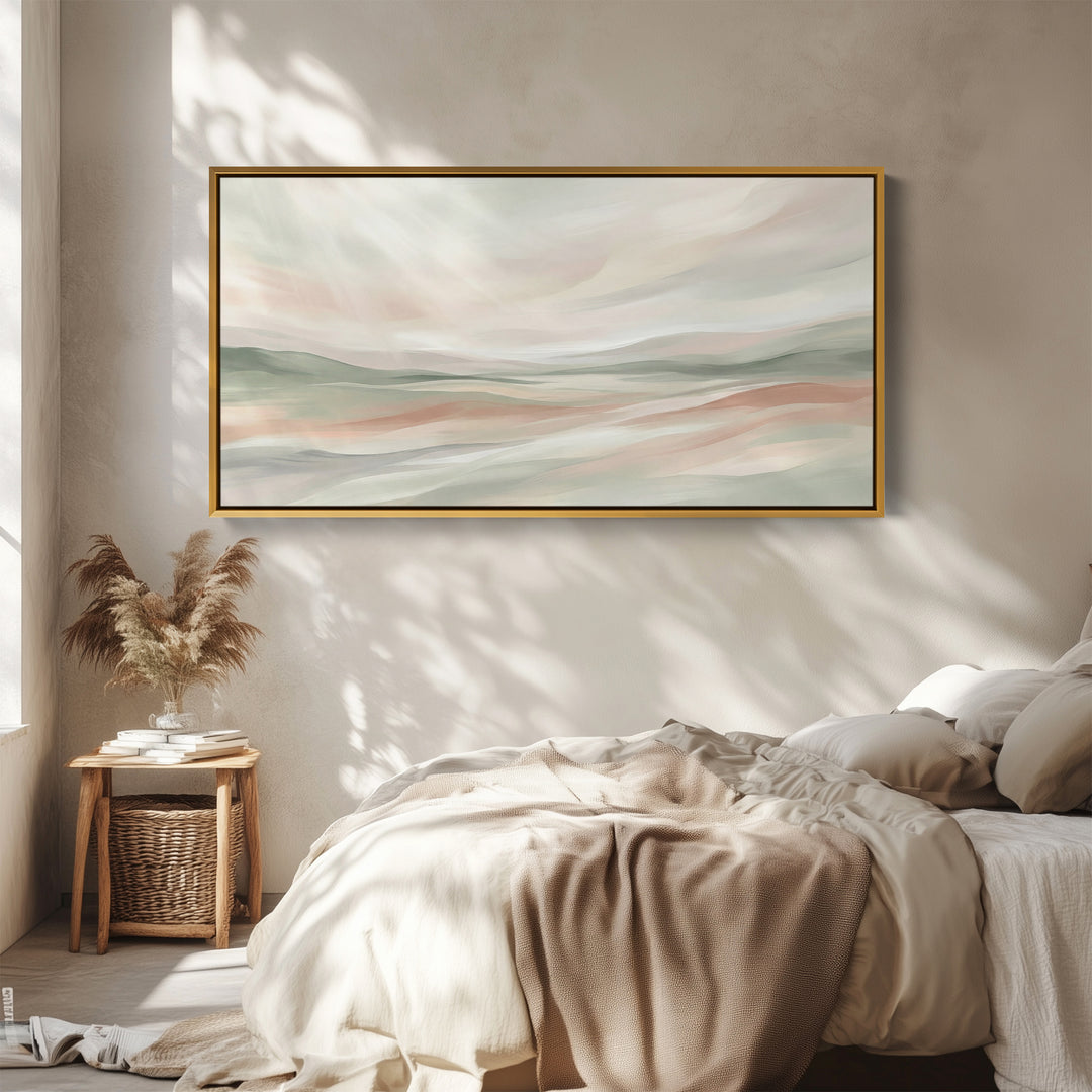 Abstract Pastel Hills Wide Canvas Horizontal Canvas Print For Bedroom