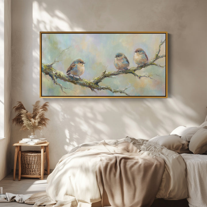 Three Birds Panoramic Wall Art Statement Wall Decor For Office