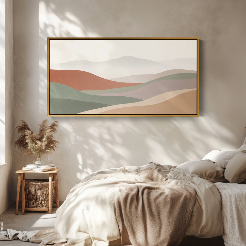 Horizontal Wall Art Layered Abstract Waves Statement Wall Decor Bedroom