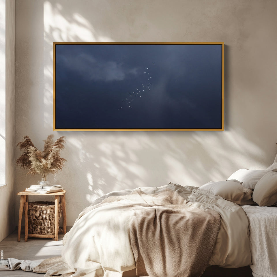 Above Bed Wall Art Birds In Dark Sky Oversized Wall Decor Bedroom