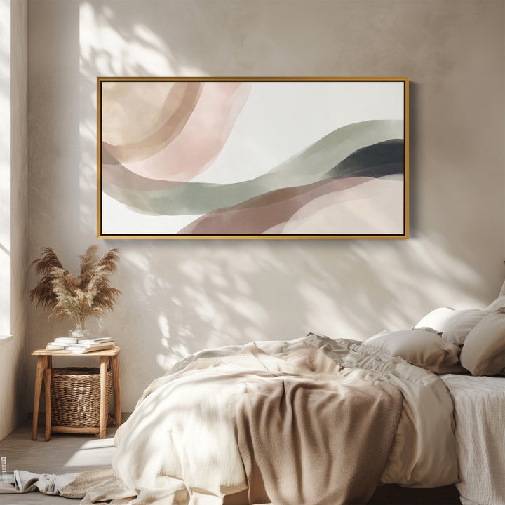 Above Soft Wall Art Abstract Flowing Forms Horizontal Canvas Print Living Room