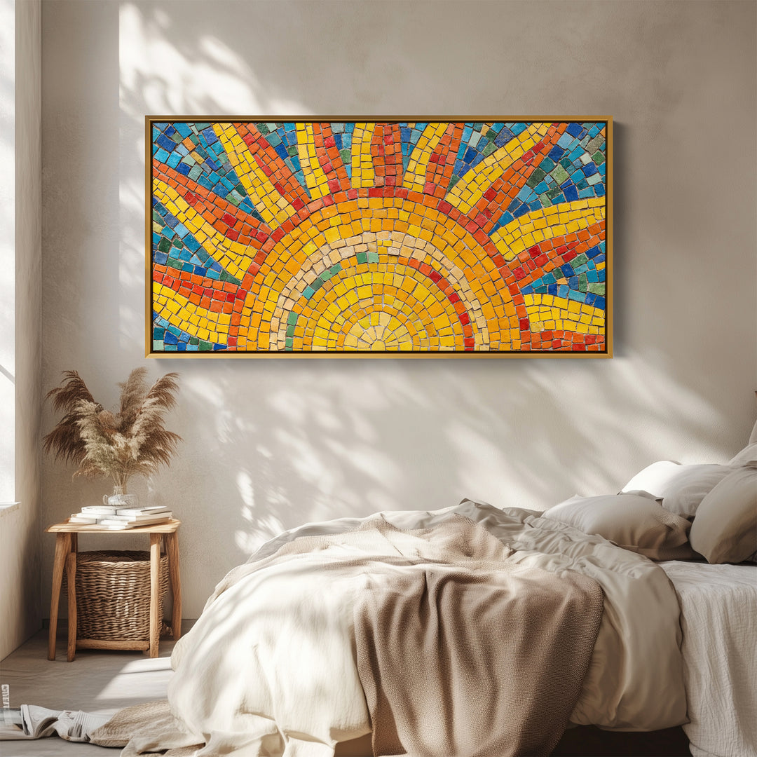 Large Wall Art Mosaic Sunburst Tiles Statement Wall Decor Hallway