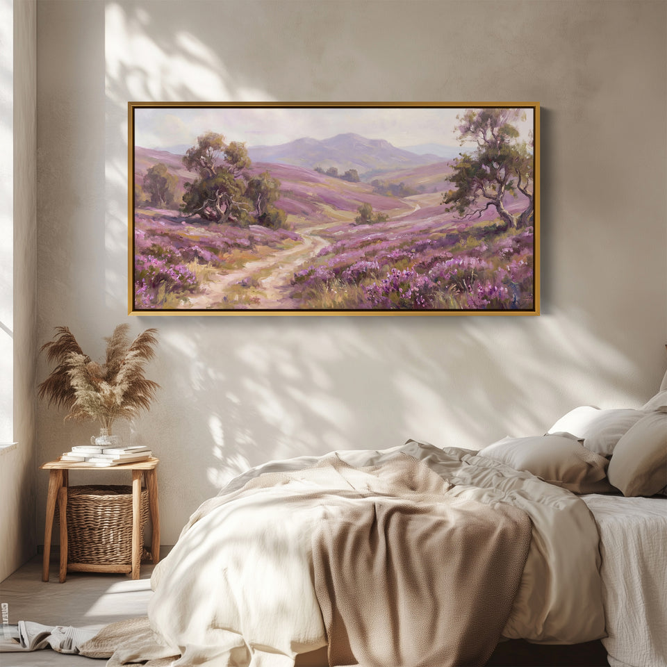 Heather Hills panoramic wall art Extra Wide Canvas Living Room