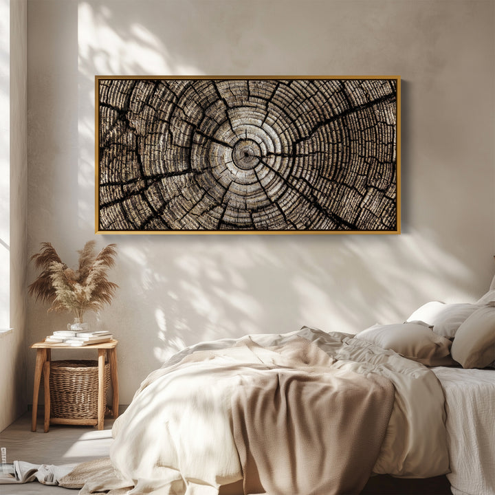 Tree Trunk Rings Large Wall Art Horizontal Canvas Print For Office