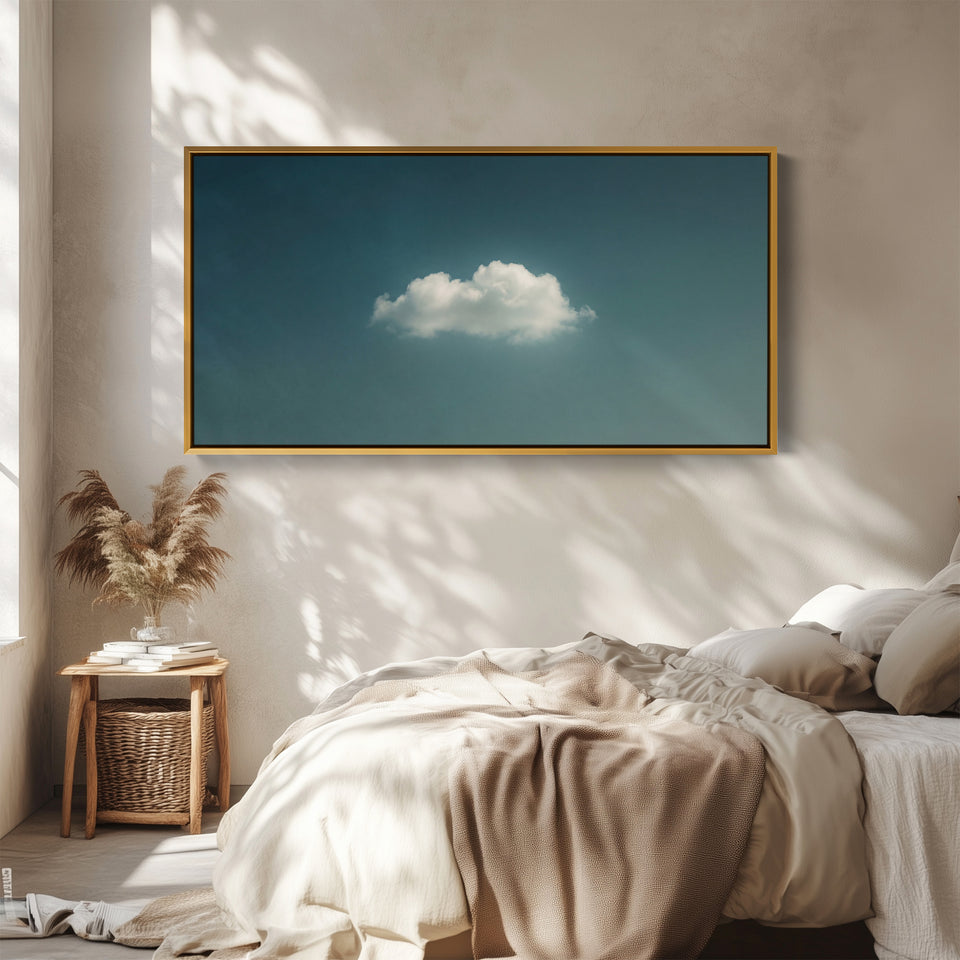 Single Cloud In Sky Wide Framed Canvas For Bedroom
