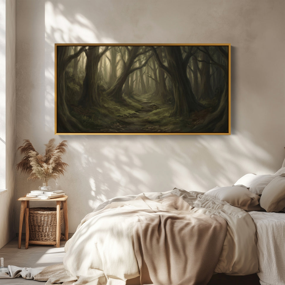 Misty Forest Path Horizontal Wall Art Statement Wall Decor For Hallway
