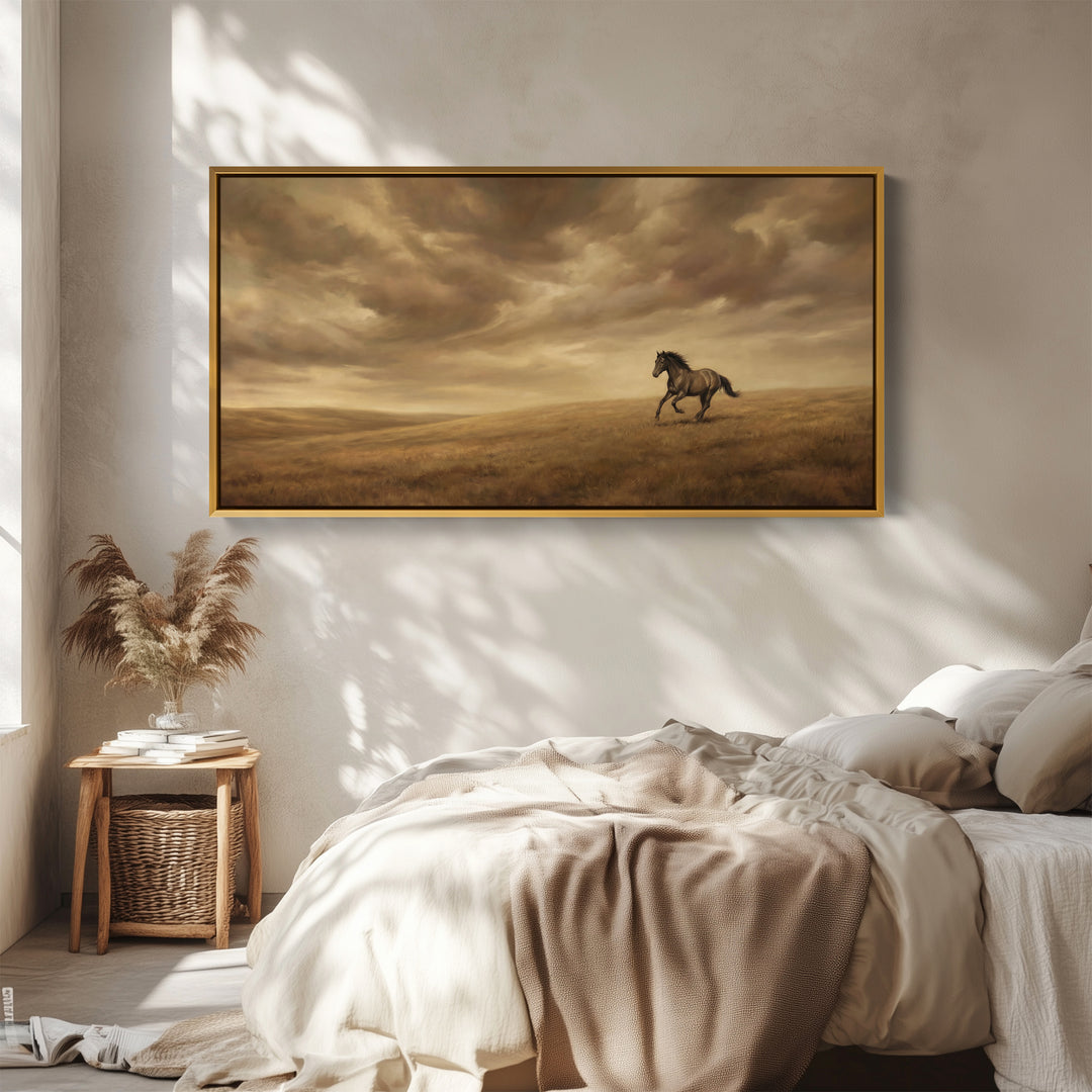 Running Horse Landscape Large Wall Art Statement Wall Decor For Hallway