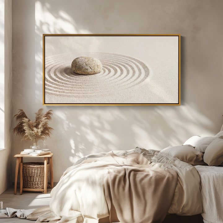 Zen Stone Above Bed Wall Art Horizontal Canvas Print For Living Room
