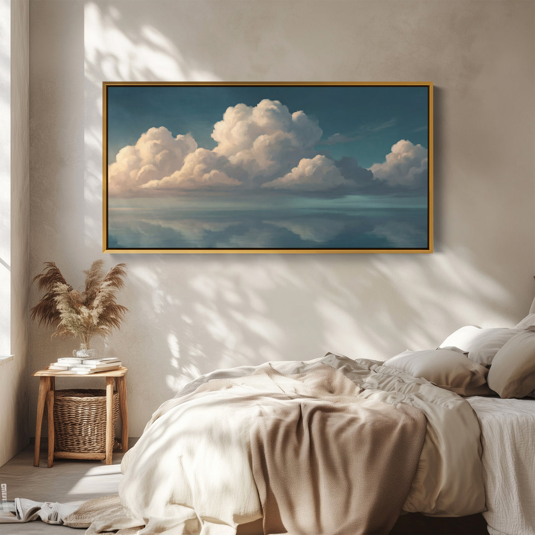 Calm Sea Panoramic Wall Art Horizontal Canvas Print For Living Room