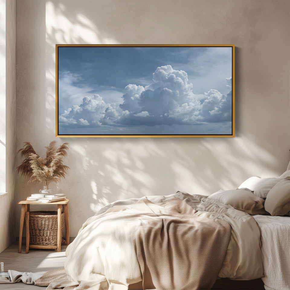 Dramatic Sky Wide Framed Canvas Extra Wide Canvas For Bedroom