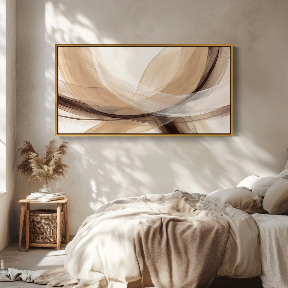 Neutral Arcs Wide Canvas Statement Wall Decor For Living Room