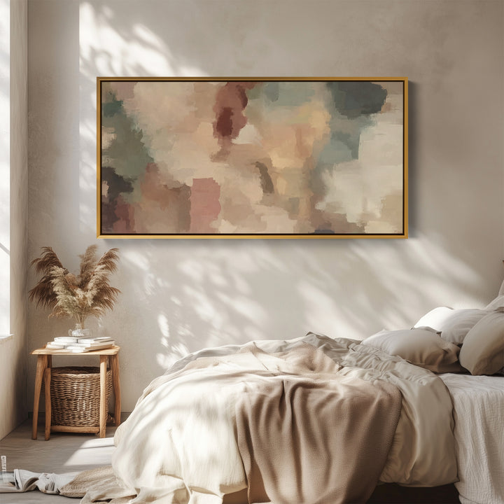 Muted Blocks Panoramic Wall Art Extra Wide Canvas For Office